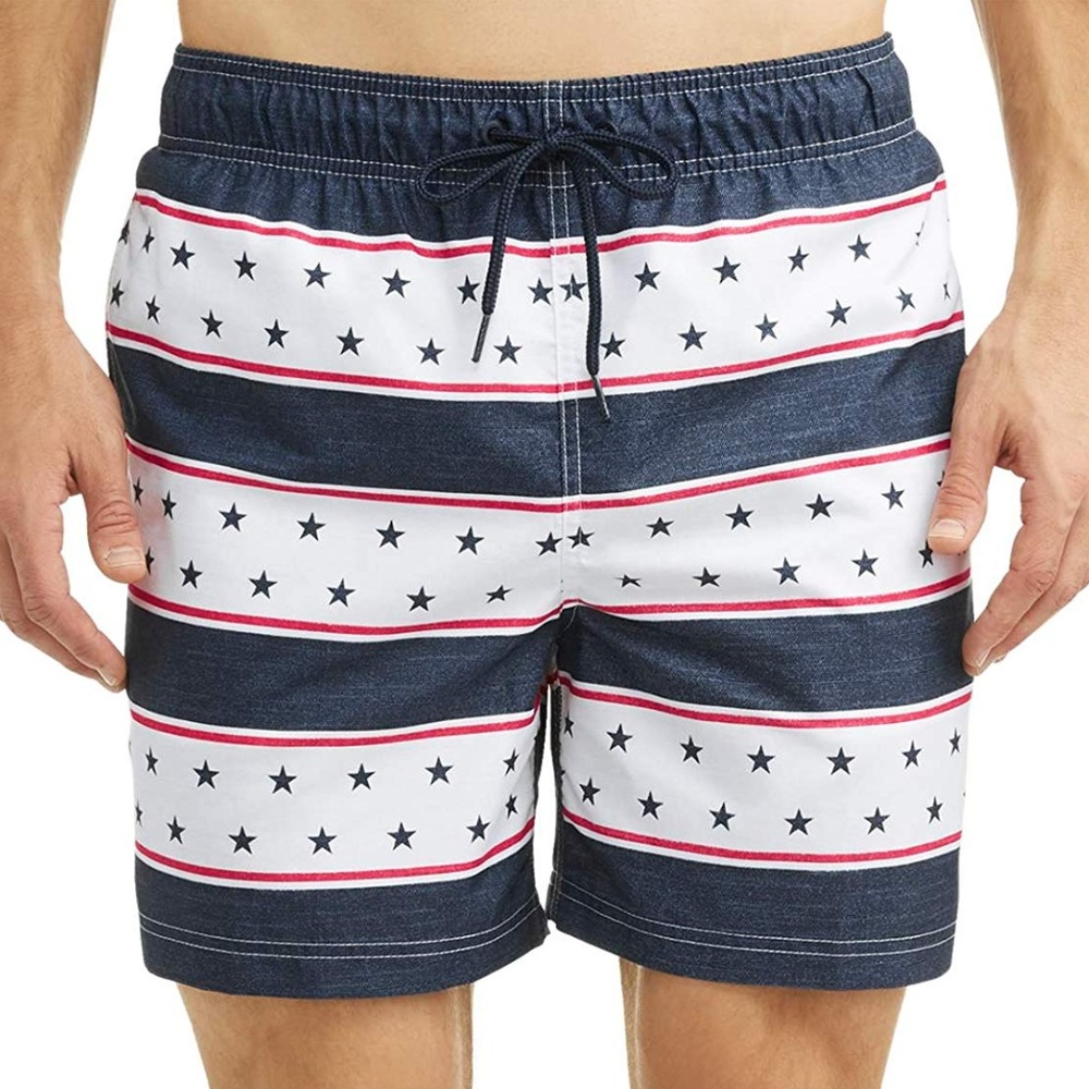 GEORGE PATRIOTIC STARS STRIPES MEN 3XL SWIM TRUNKS NEW